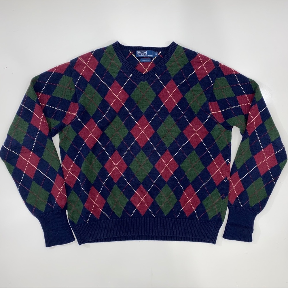 Vintage Ralph Lauren Polo Argyle V-Neck Sweater